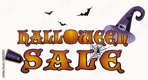 Halloween sale banner, vector illustration