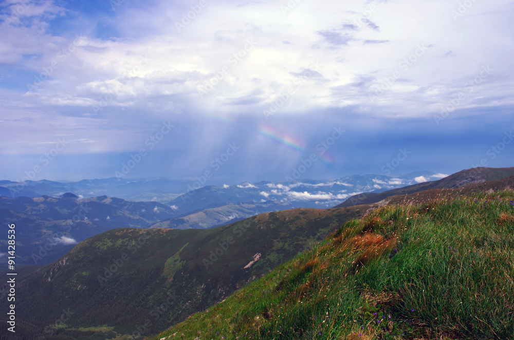 Colorful summer sunrise in the Carpathian mountains. Colorful summer sunrise in the Carpathian mountains.