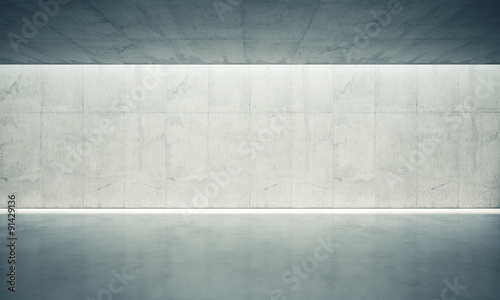 Concrete blank space interior wall. 3d render