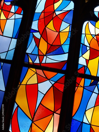 orange stained-glass windows
