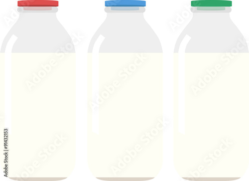 Three Milk Bottles Illustration