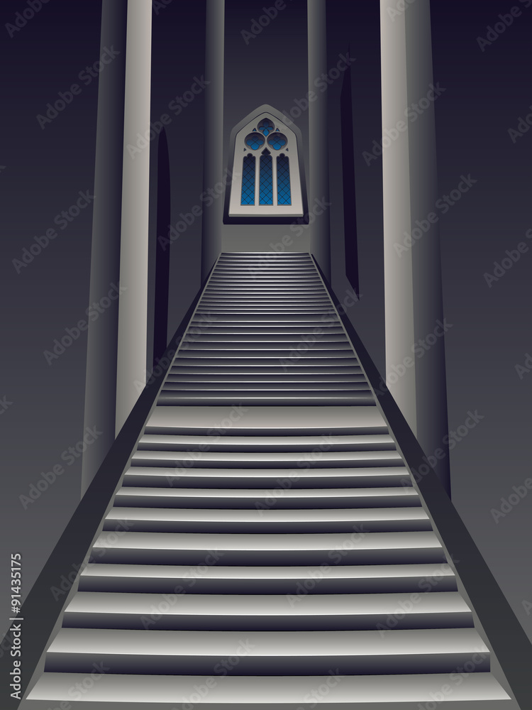 Obraz premium Gothic Stairs Interior