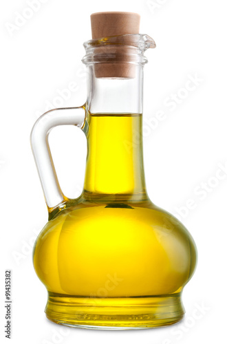 bottle of olive oil isolated on white background