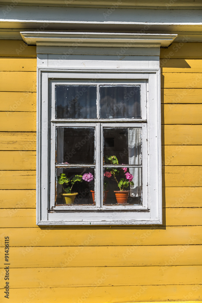 Obraz premium Wooden wall with window