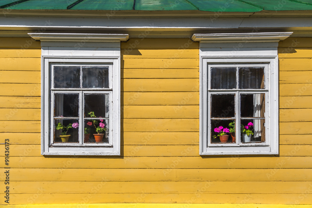 Wooden wall with window Wooden wall with window