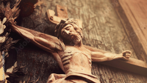 Fotografie Jesus Christ crucified (an ancient wooden sculpture)