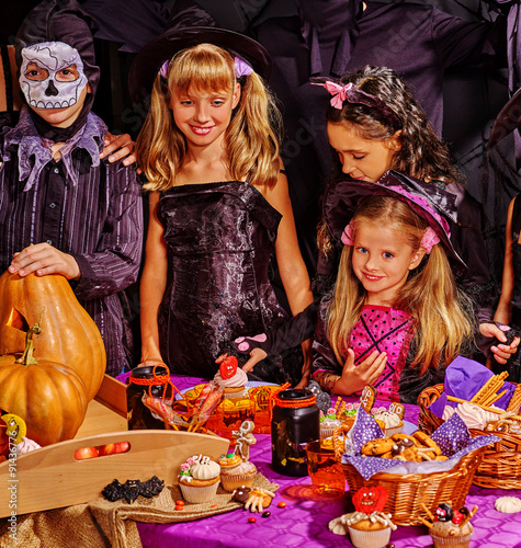 Children on Halloween party .