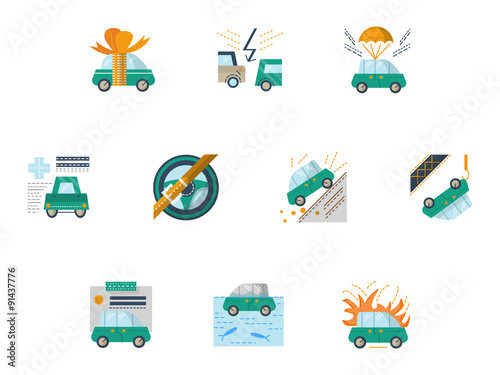 Colored icons for car insurance