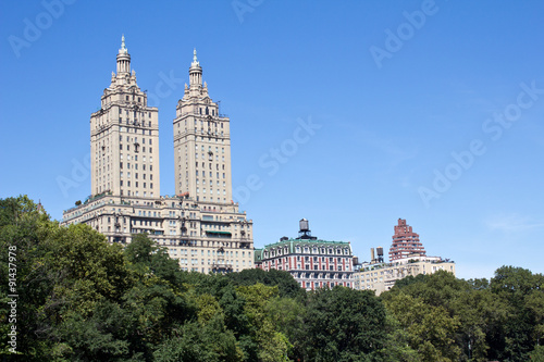 View from Central Park - View of Buildings Near John Lennons Apartment from Strawberry Fields Located in Central Park in New York City