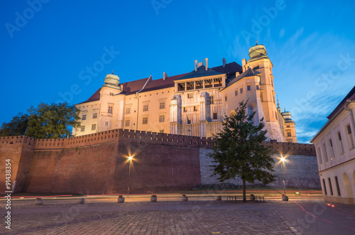 Wawel Castle seen from Grodzka street in the evening, Krakow, Poland