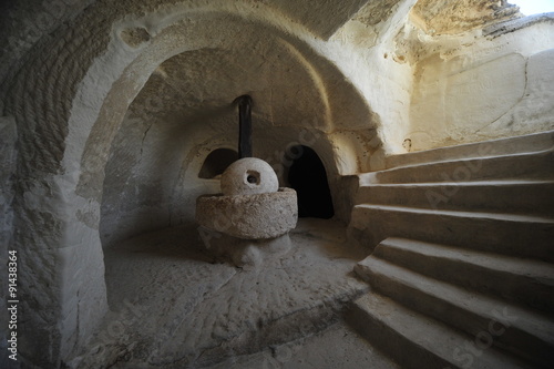 Underground Olive oil press cave at Tel Marsha, Israel photo