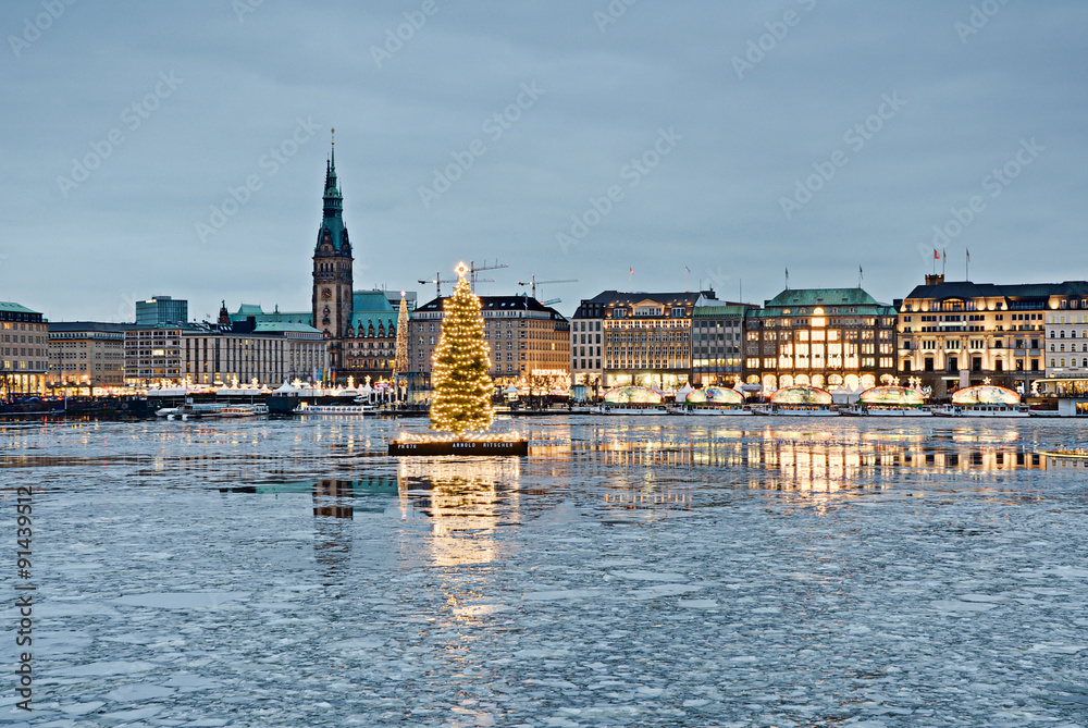Fototapeta premium Weihnachten Alster in Hamburg