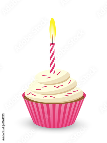 Birthday Cupcake with One Candle