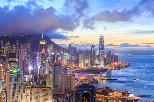 Hong Kong city skyline at night