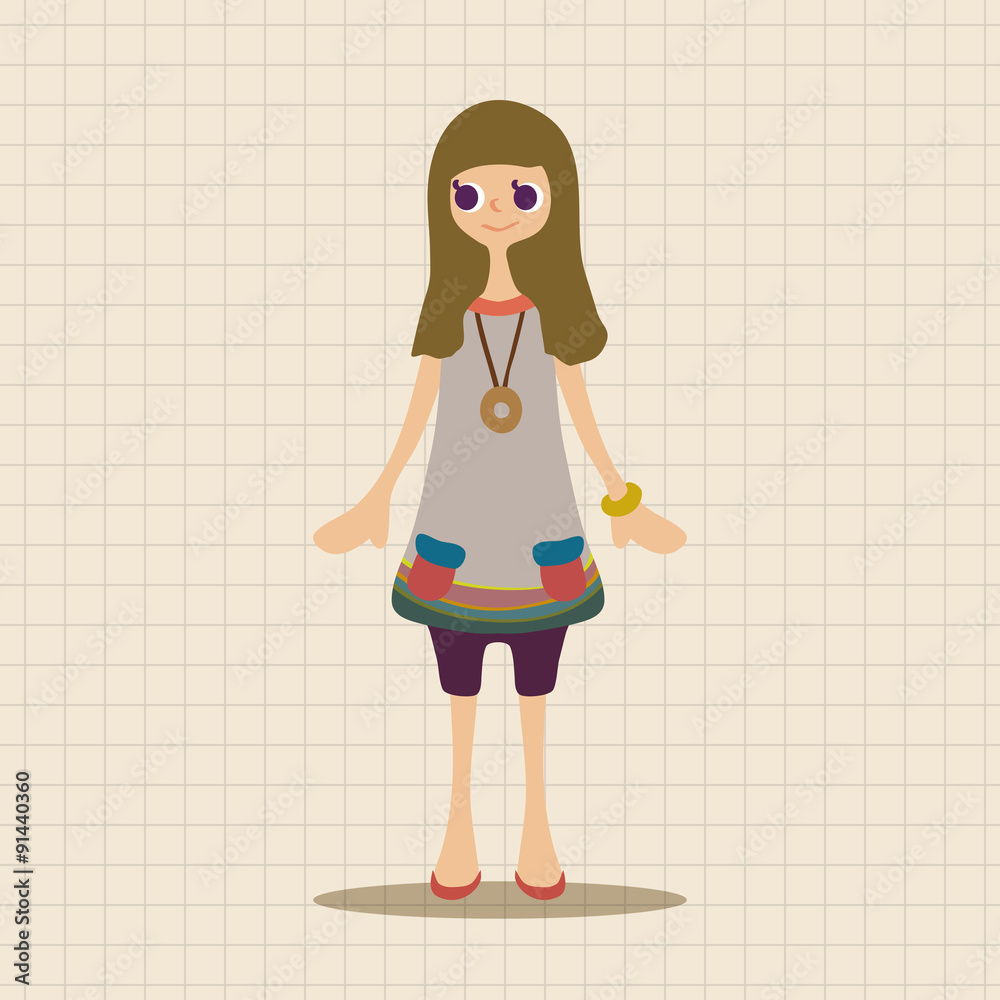 lady girl cartoon theme elements vector,eps lady girl cartoon theme elements vector,eps