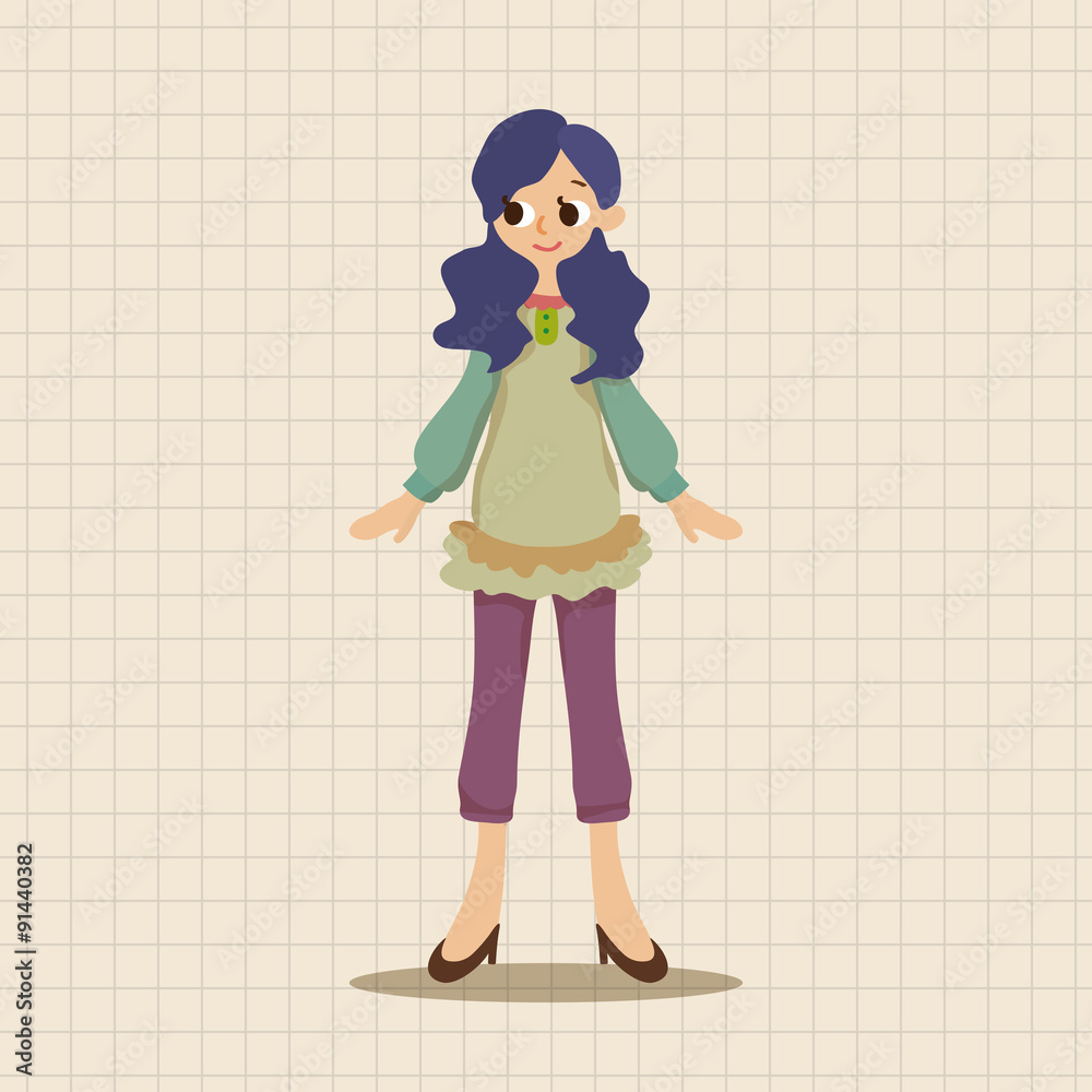 lady girl cartoon theme elements vector,eps lady girl cartoon theme elements vector,eps