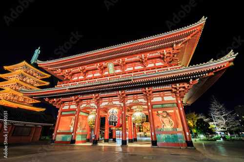 Sensoji-ji Red Japanese Temple in Asakusa  Tokyo