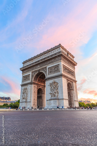 Arc de Triomphe Paris city at sunset © pigprox