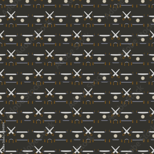 Construction tools silhouette icon set seamless texture. 
