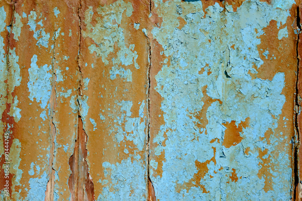 Detail of cracked rusty paint texture