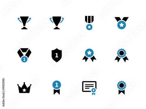Trophy duotone icons on white background.