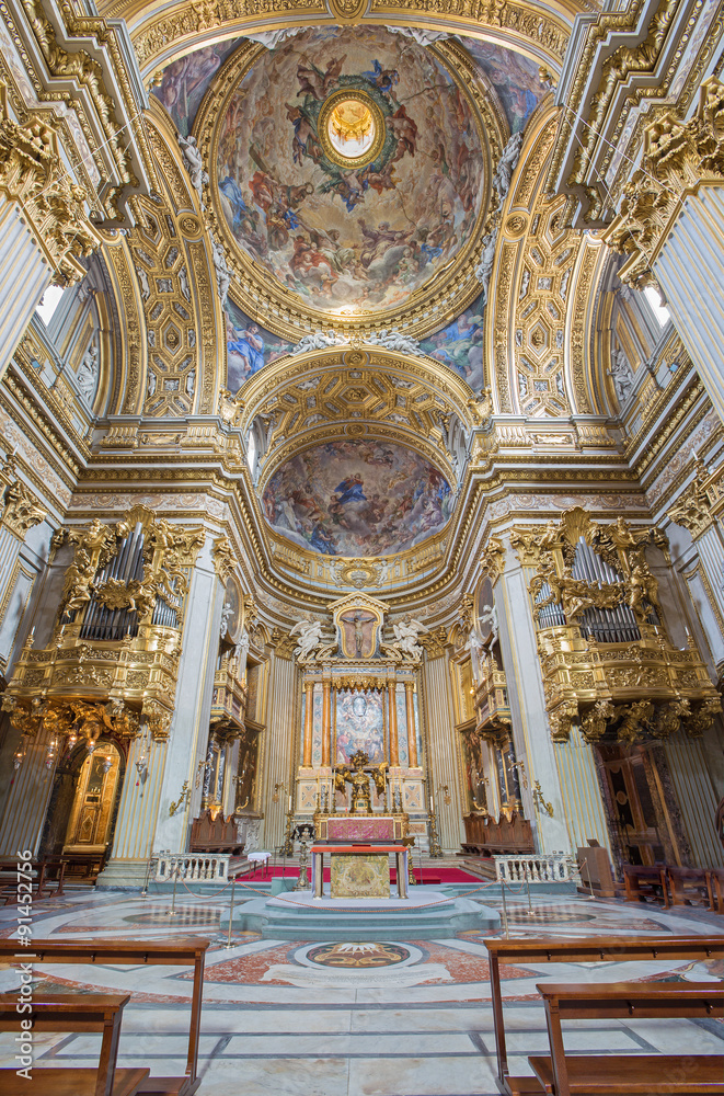 ROME, ITALY - MARCH 26, 2015: The sanctuary and cupola of baroque church Chiesa Nuova.