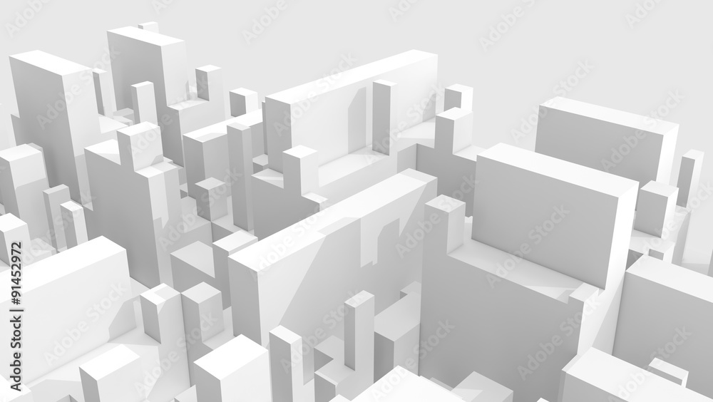 Abstract white schematic 3d cityscape over gray Abstract white schematic 3d cityscape over gray