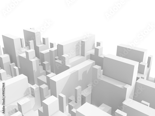 Abstract 3d cityscape over white background
