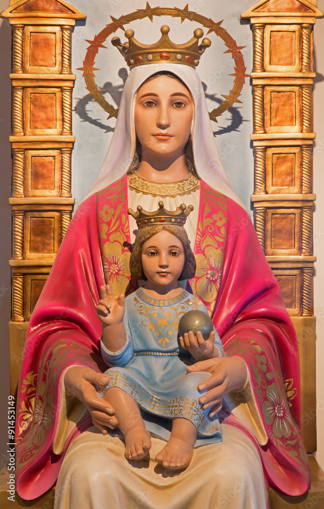 Bethlehem - The carved statue of Madonna  in 