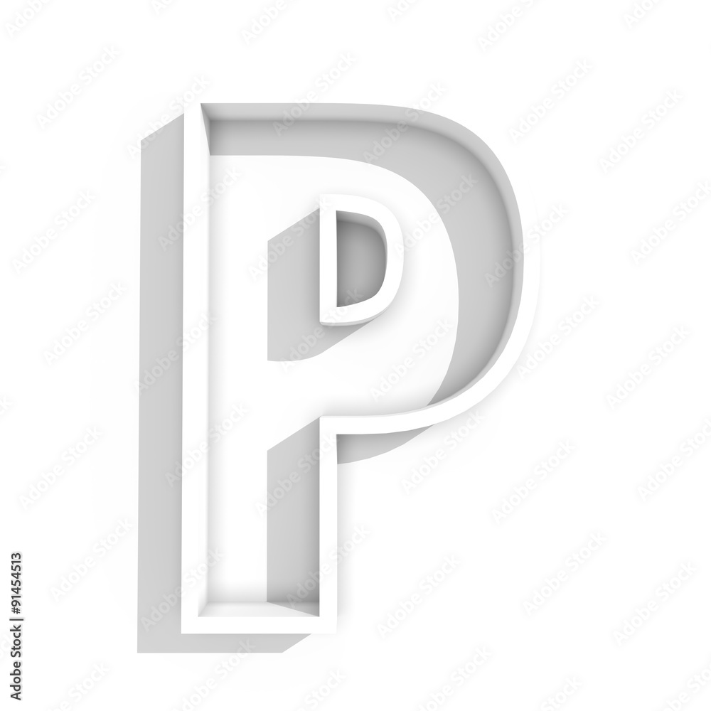 white isolated letter P in white background with shadow white isolated letter P in white background with shadow