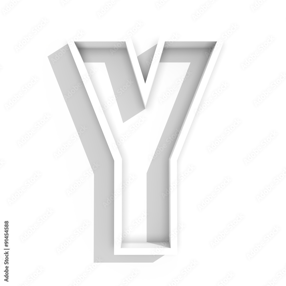 white isolated letter Y in white background with shadow white isolated letter Y in white background with shadow