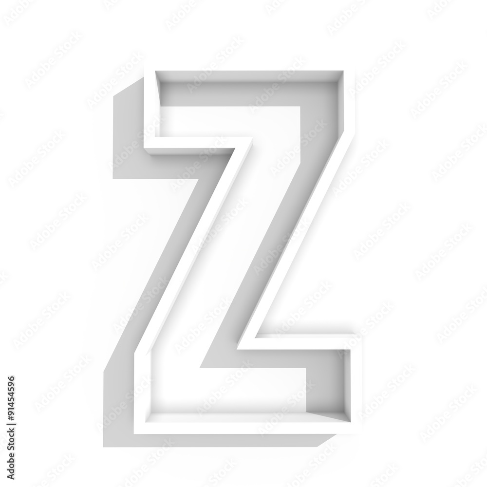 white isolated letter Z in white background with shadow white isolated letter Z in white background with shadow