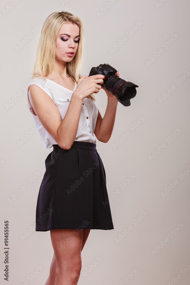Beautiful woman with camera. Beautiful woman with camera.