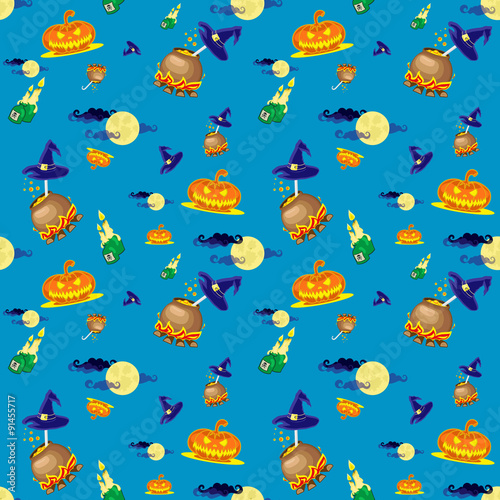 Seamless vector background design elements: halloween pumpkins
