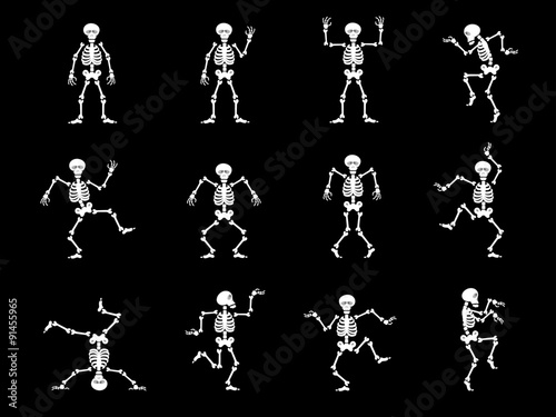 Set design elements: funny skeletons - dancing and yoga