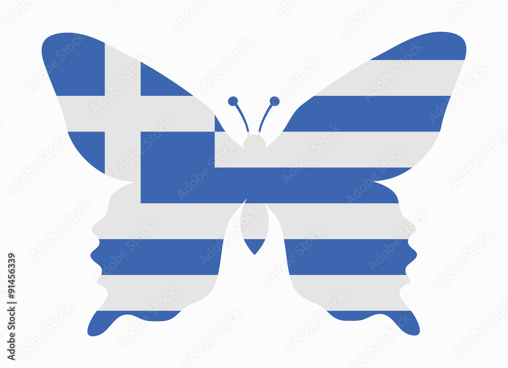 greece flag butterfly - obrazy, fototapety, plakaty 