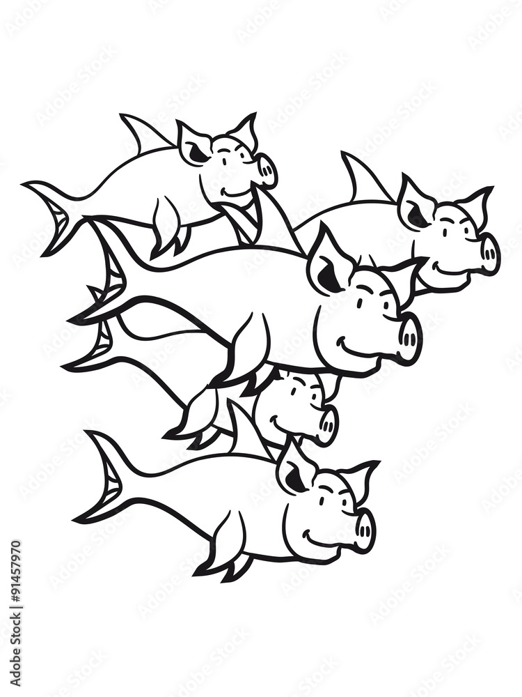 pig piglet sow many fish swarm pig piglet sow many fish swarm