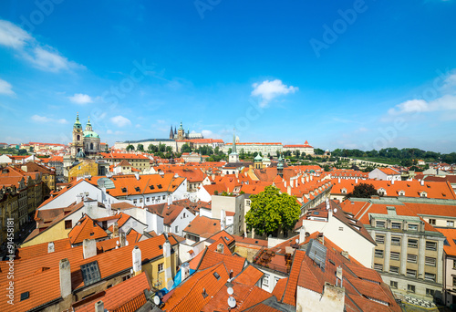 Orange roofs of Prague, an aerial view