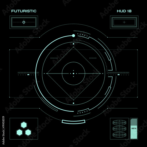 Futuristic touch screen user interface HUD