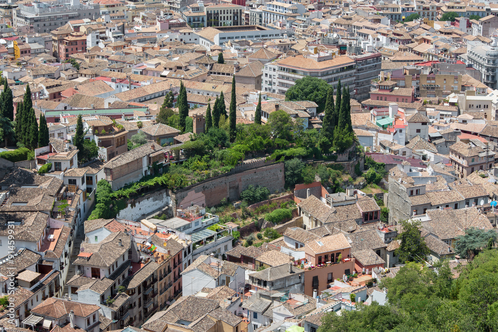 Granada - The outlook over the town from Alhambra fortress.