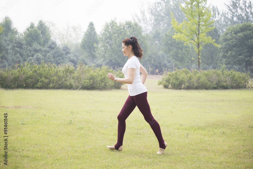 Elderly woman running