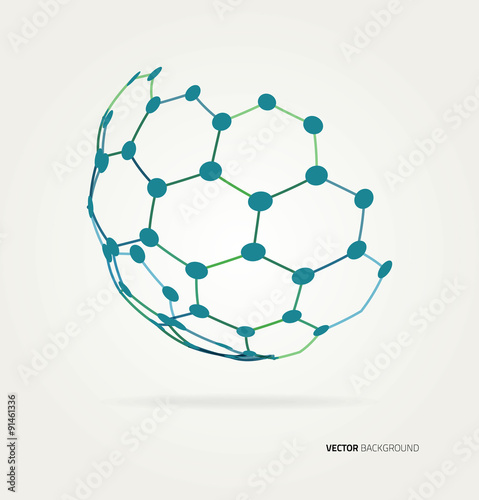 Abstract sphere Vector hexagons template. 