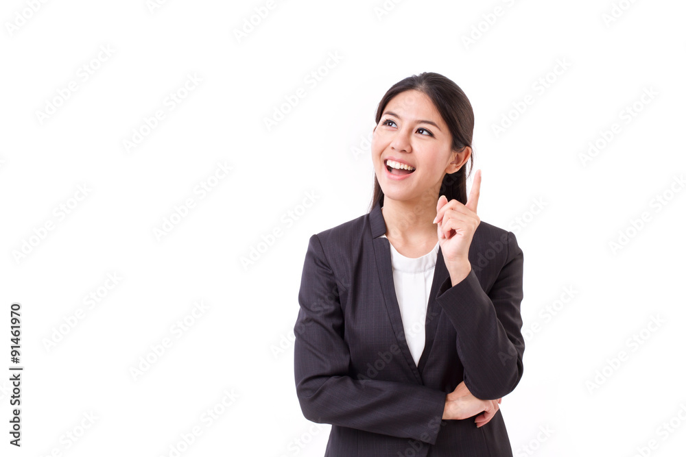 thinking businesswoman executive with good idea thinking businesswoman executive with good idea