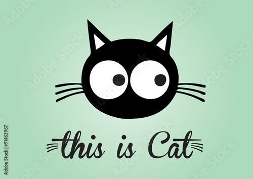 This is cat, cat vector, cute cat colorful. green background