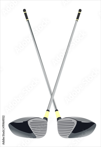 Golf clubs on white background