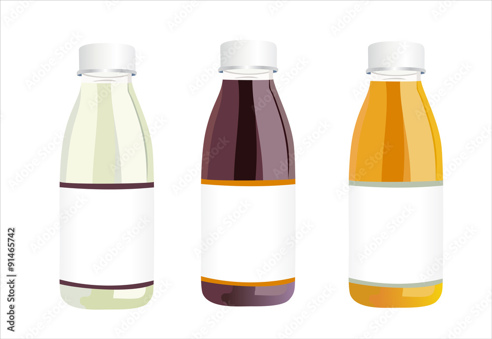 Bottles with juice isolated on white Bottles with juice isolated on white