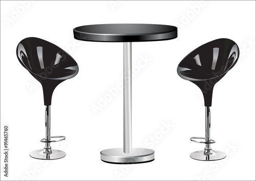 High Glass Top Table w Chairs on white background.