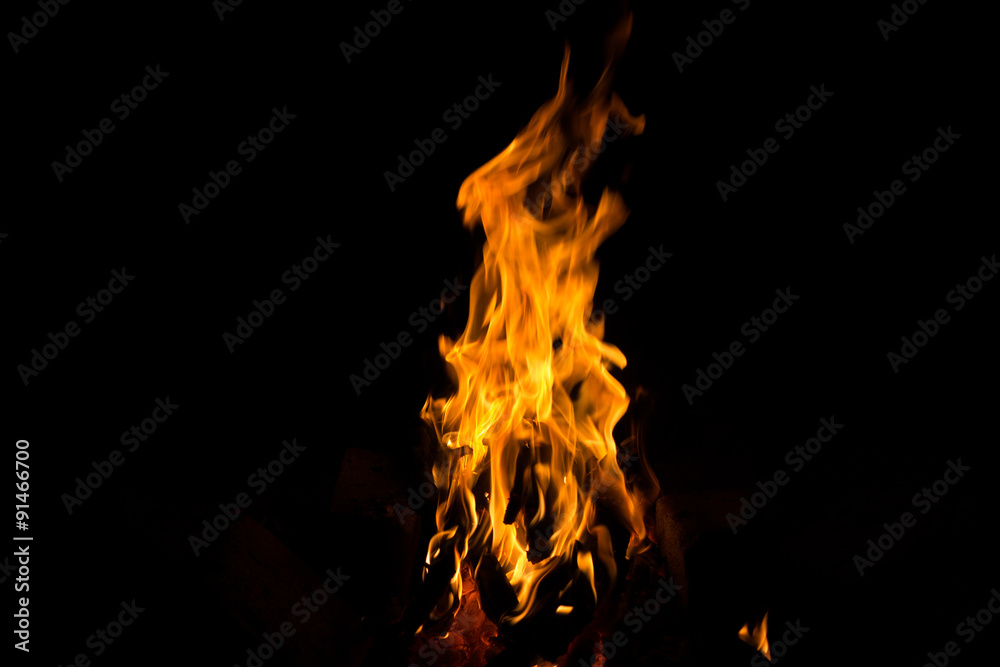 Fototapeta premium Fire flames on black background.