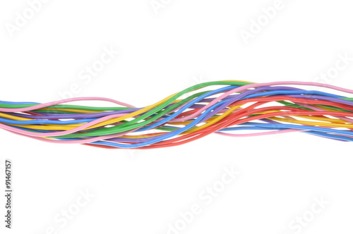 Multicolored cable isolated on white background