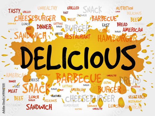 DELICIOUS word cloud, fast food concept